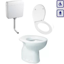 Zestaw WC bidet, deska, spłuczka dla seniorów oraz osób niepełnosprawnych z odpływem pionowym ZES06