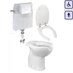 Zestaw WC bidet, deska, spłuczka dla seniorów oraz osób niepełnosprawnych z odpływem pionowym ZES04