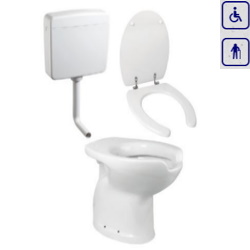 Zestaw WC bidet, deska, spłuczka dla seniorów oraz osób niepełnosprawnych z odpływem pionowym ZES02