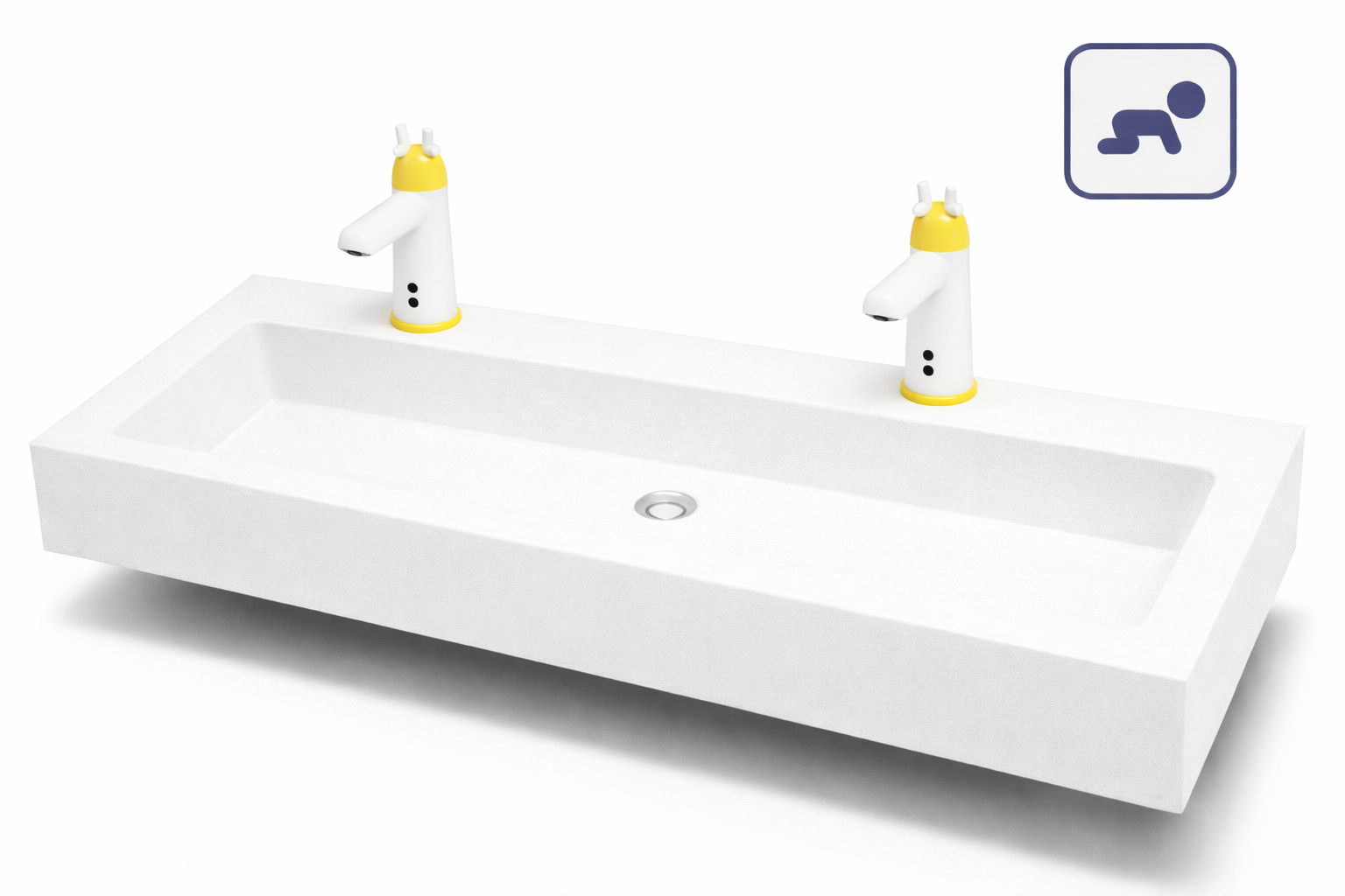 Umywalka dla dzieci dwustanowiskowa AKC413161KIDS2 1350x450x150 - obrazek 2