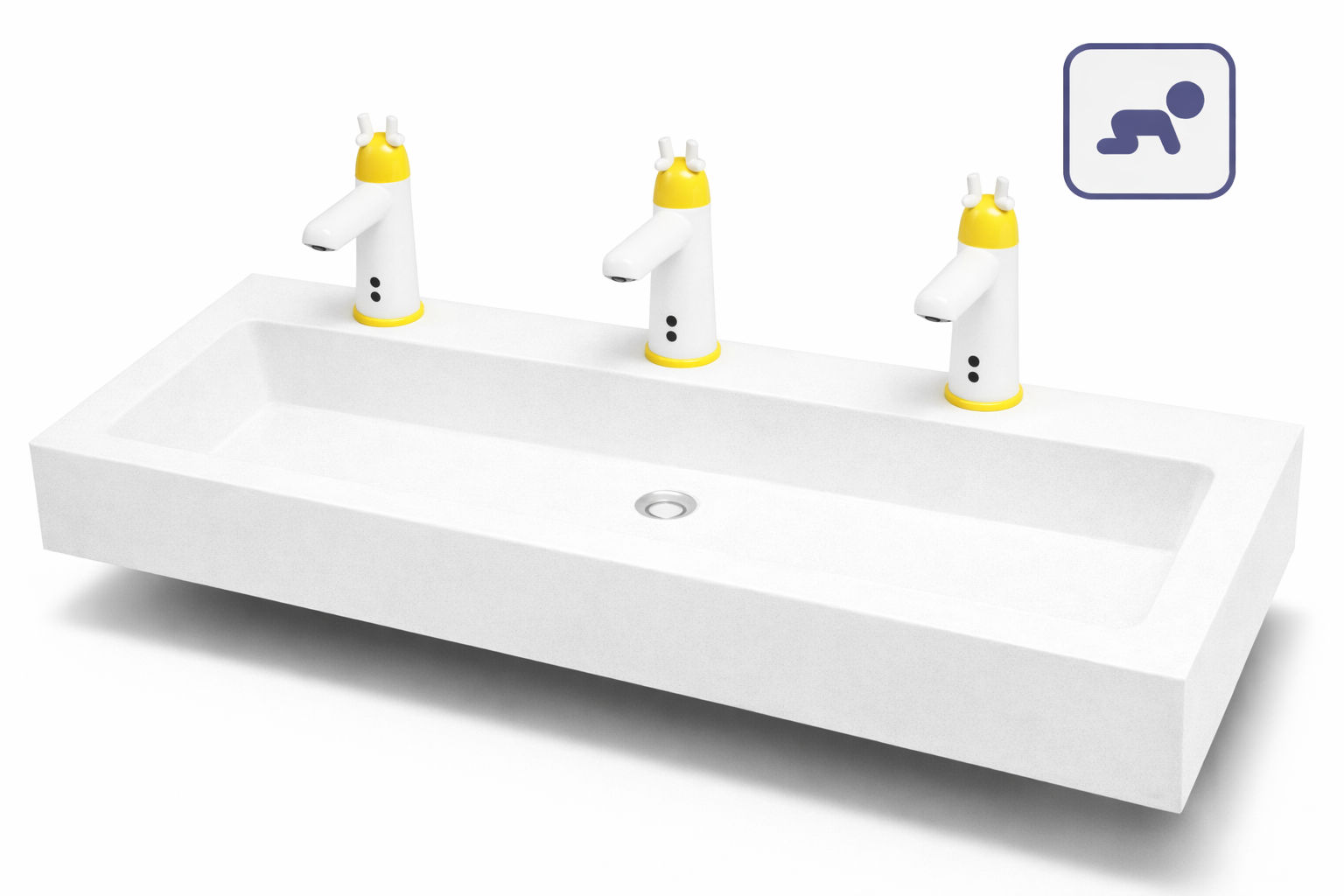 Umywalka dla dzieci trzystanowiskowa AKC413163KIDS2 1350x450x150 - obrazek 2