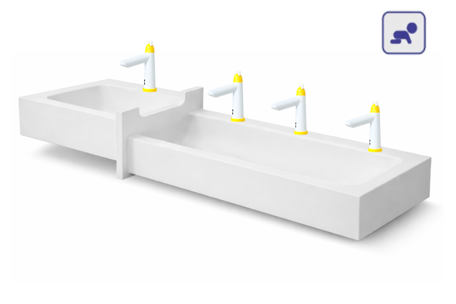 Umywalka rynnowa dla dzieci czterostanowiskowa AKC413167KIDS 1LG3PD1925x450x300 - obrazek 2