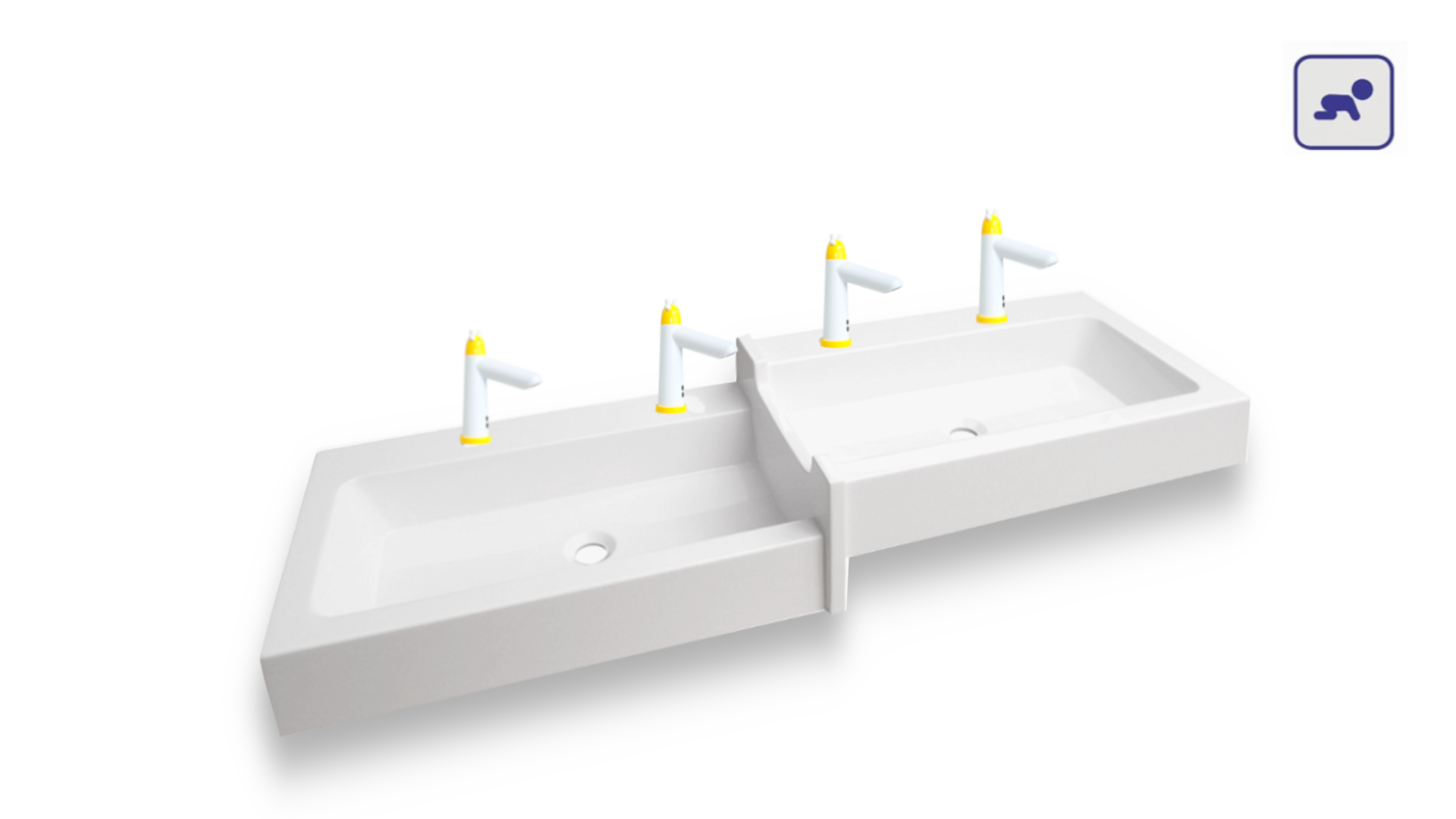 Umywalka rynnowa dla dzieci czterostanowiskowa AKC413172KIDS 2LD2PG 1925x450x300 - obrazek 2