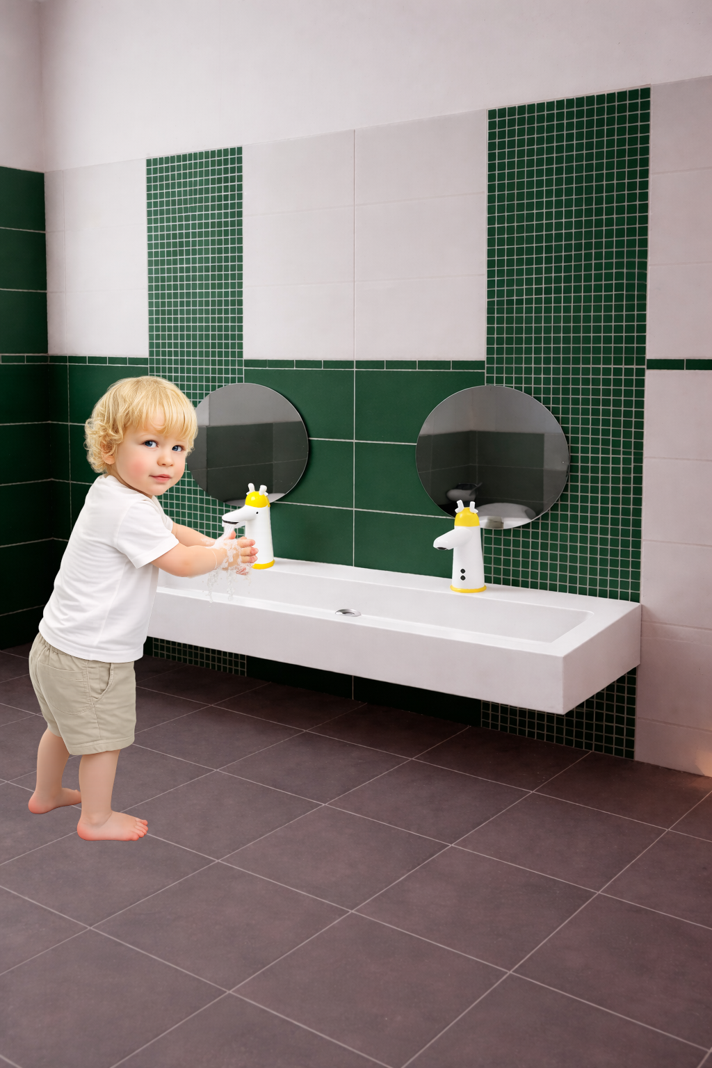 Umywalka dla dzieci dwustanowiskowa AKC413161KIDS2 1350x450x150 - obrazek 3